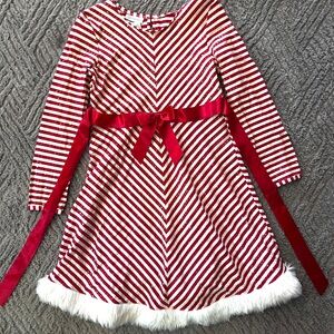 Bonnie Jean Festive Red and White Striped Dress